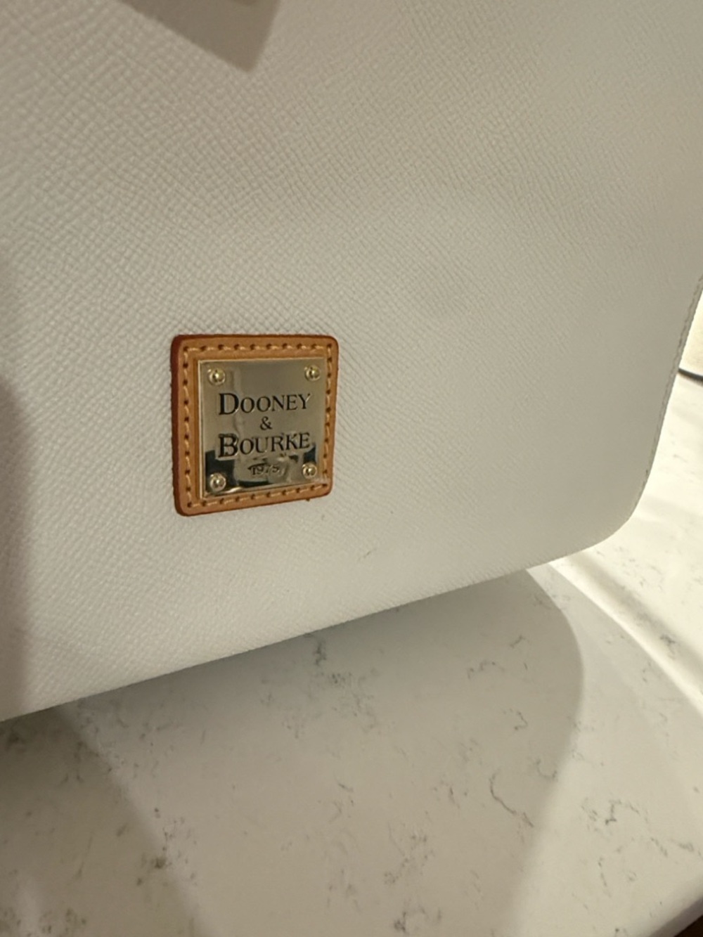 Dooney & Bourke White Satchel with Tan Leather Trim - Picture 2 of 13